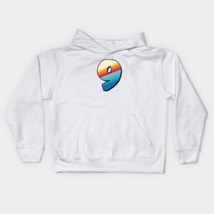 Number 9, Nine - beach colors Kids Hoodie